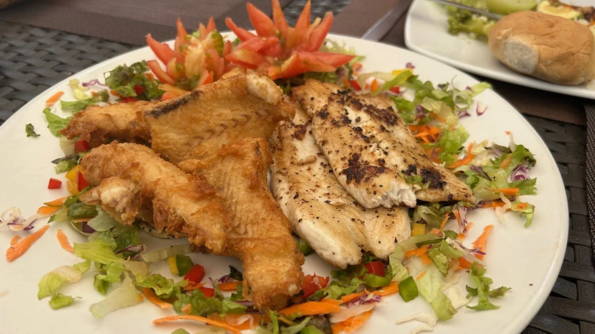 The day's catch cleaned, cooked and plated after a fishing charter in Puerto Vallarta