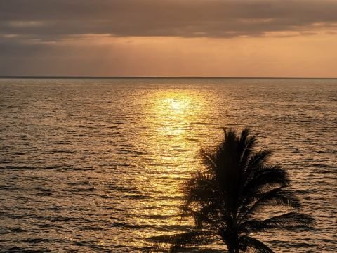Sunset over the bay from Playa Punta Negra, Puerto Vallarta